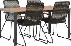 Ruokailuryhmä Venture Home, 150x90cm ruskea/musta Break-pöytä + 4 Bois-tuolia