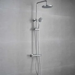 Sadesuihkusetti Bathlife Glimma, termostaattihanalla, hierova suihku, suihkupää ⌀200mm, kromi