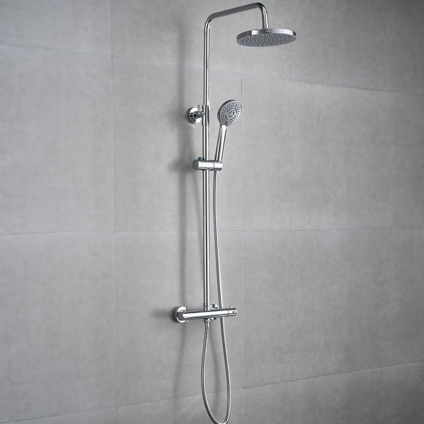Sadesuihkusetti Bathlife Glimma, termostaattihanalla, hierova suihku, suihkupää ⌀200mm, kromi