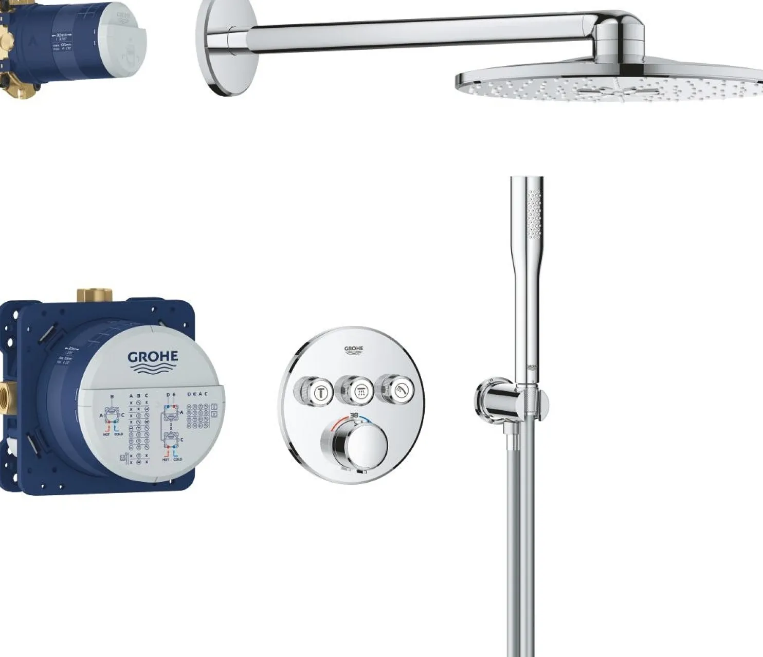 Sadesuihkusetti Grohe Precision SmartControl, Vitalio SmartActive 310 -suihkulla, piiloasennettava, kromi