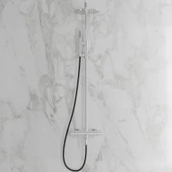 Sadesuihkusetti Scandtap Pleasure 3 Classic, termostaattihanalla, suihkupää ⌀250mm, juoksuputkella, kiiltävä teräs