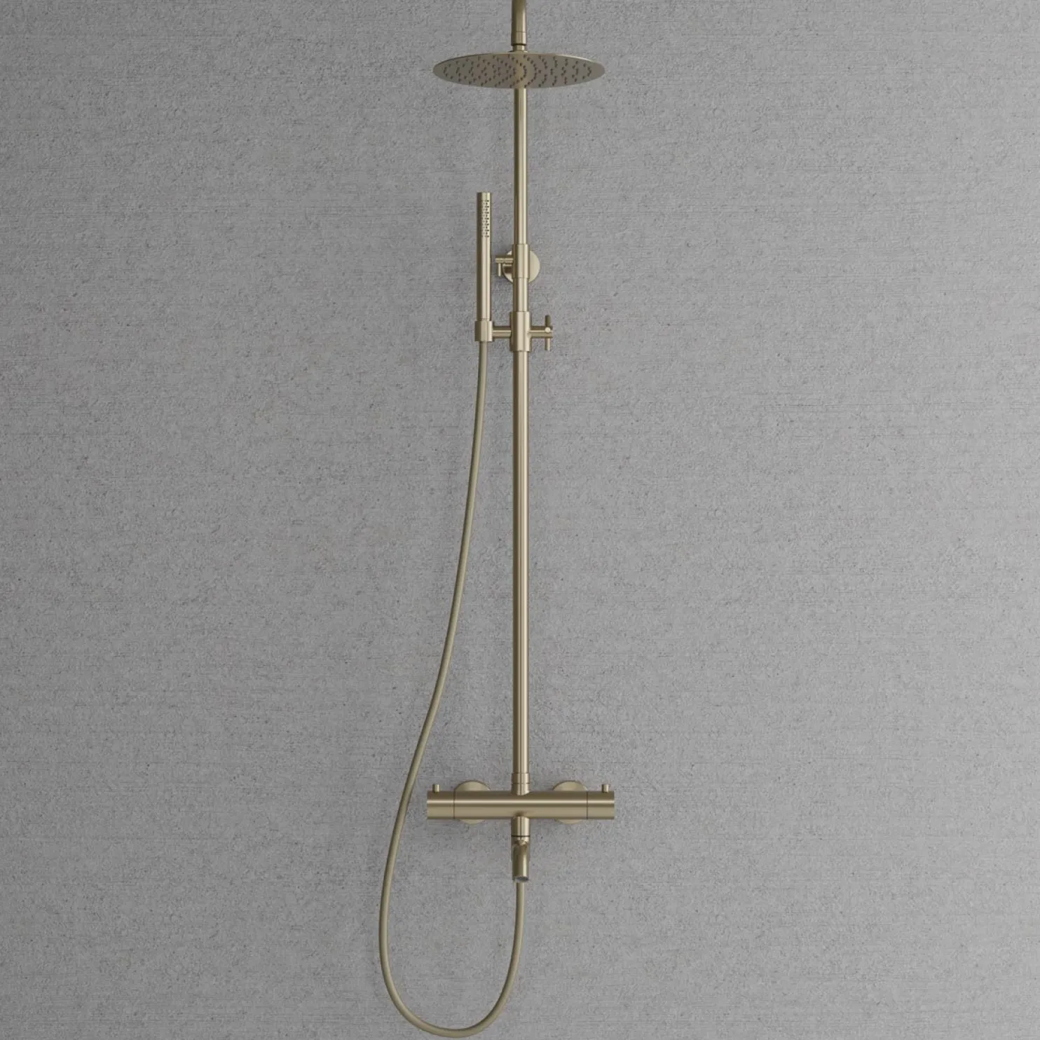 Sadesuihkusetti Scandtap Steel Pleasure 3, termostaattihanalla ja juoksuputkella, Champagne