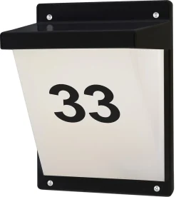 Seinä-/numerovalaisin Airam Vino, max 20W, 285x205mm, IP65, musta/opaali