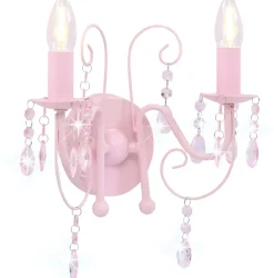 Seinävalaisin helmillä pinkki 2 x e14 polttimoa