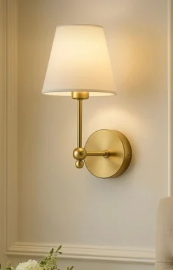 Seinävalaisin Linento Lighting BRZ-343417, ø10-15cm, E27, max. 40W, IP20, kerma/kulta
