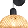 Seinävalaisin Trio Leonie, E27, luonnollinen väri/bambu
