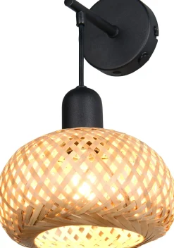 Seinävalaisin Trio Leonie, E27, luonnollinen väri/bambu