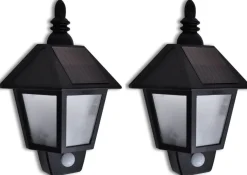 Seinävalaisin ulkokäyttöön, 2 kpl, aurinkoenergia, liiketunnistin