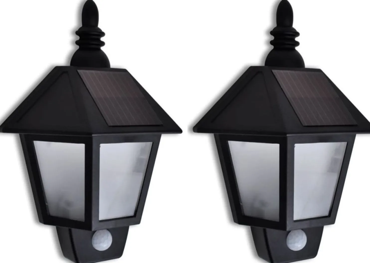 Seinävalaisin ulkokäyttöön, 2 kpl, aurinkoenergia, liiketunnistin