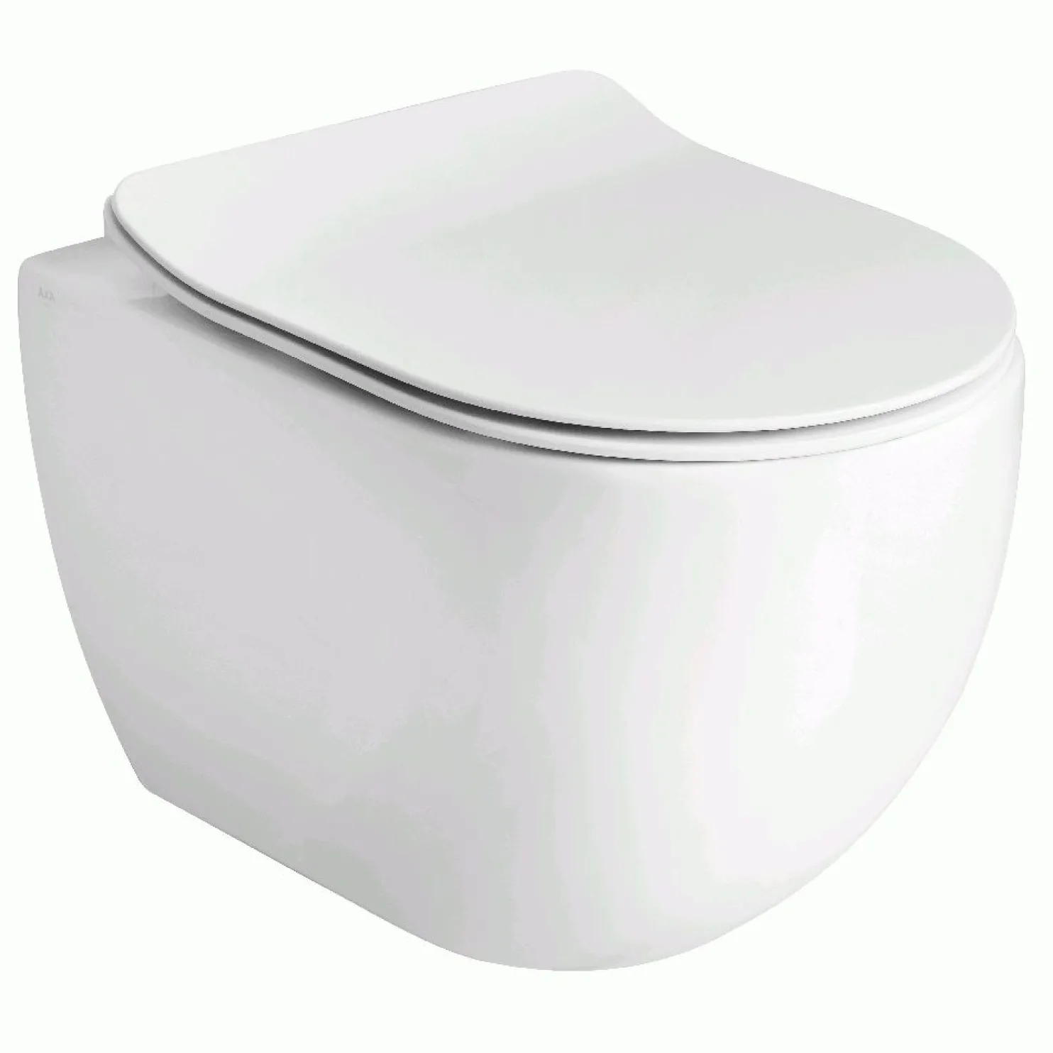 Seinä-WC-istuin Lavabo Glomp Mini pehmeästi sulkeutuvalla istuinkannella, huuhtelukaulukseton, valkoinen