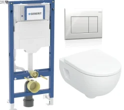 Seinä-WC-paketti Geberit Renova, Geberit Duofix Sigma -seinätelineellä ja istuinkannella, huuhtelukaulukseton