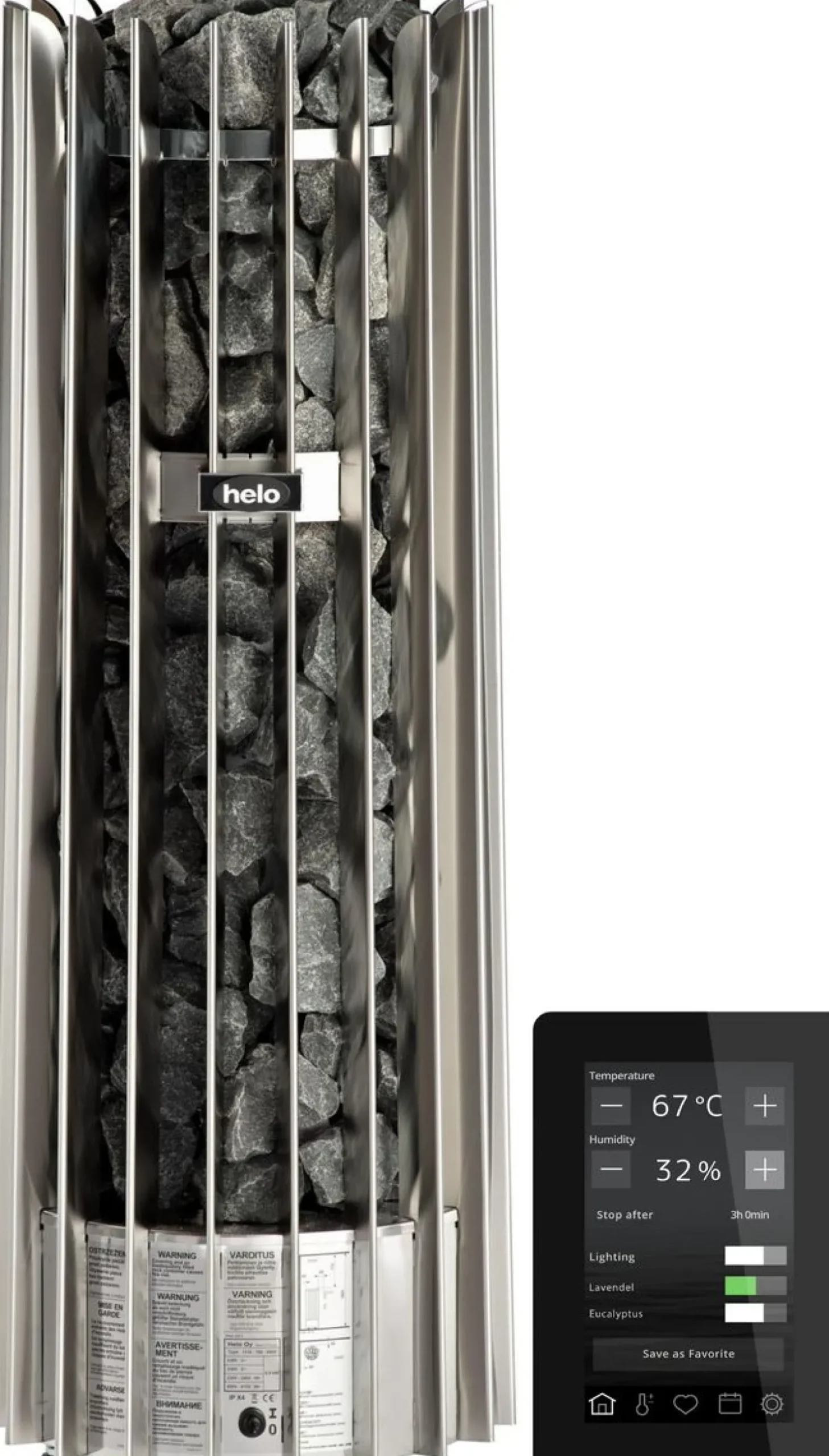Sähkökiuas Helo Rocher 70 Elite 6,8 kW 5-9 m³ erillinen ohjaus