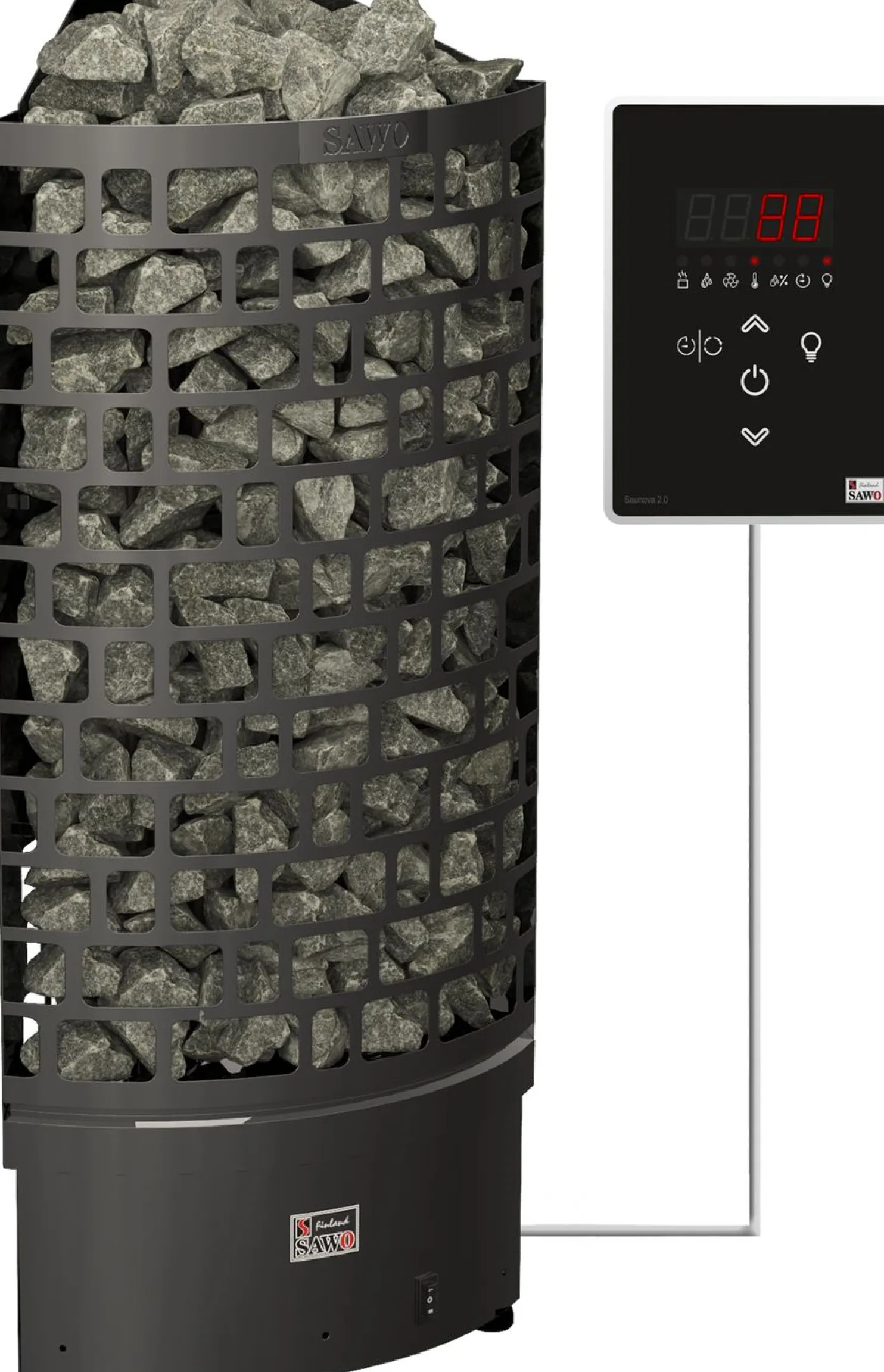 Sähkökiuas SAWO Aries Corner Black Ni2, 6kW, 5-8m³, erillinen ohjaus