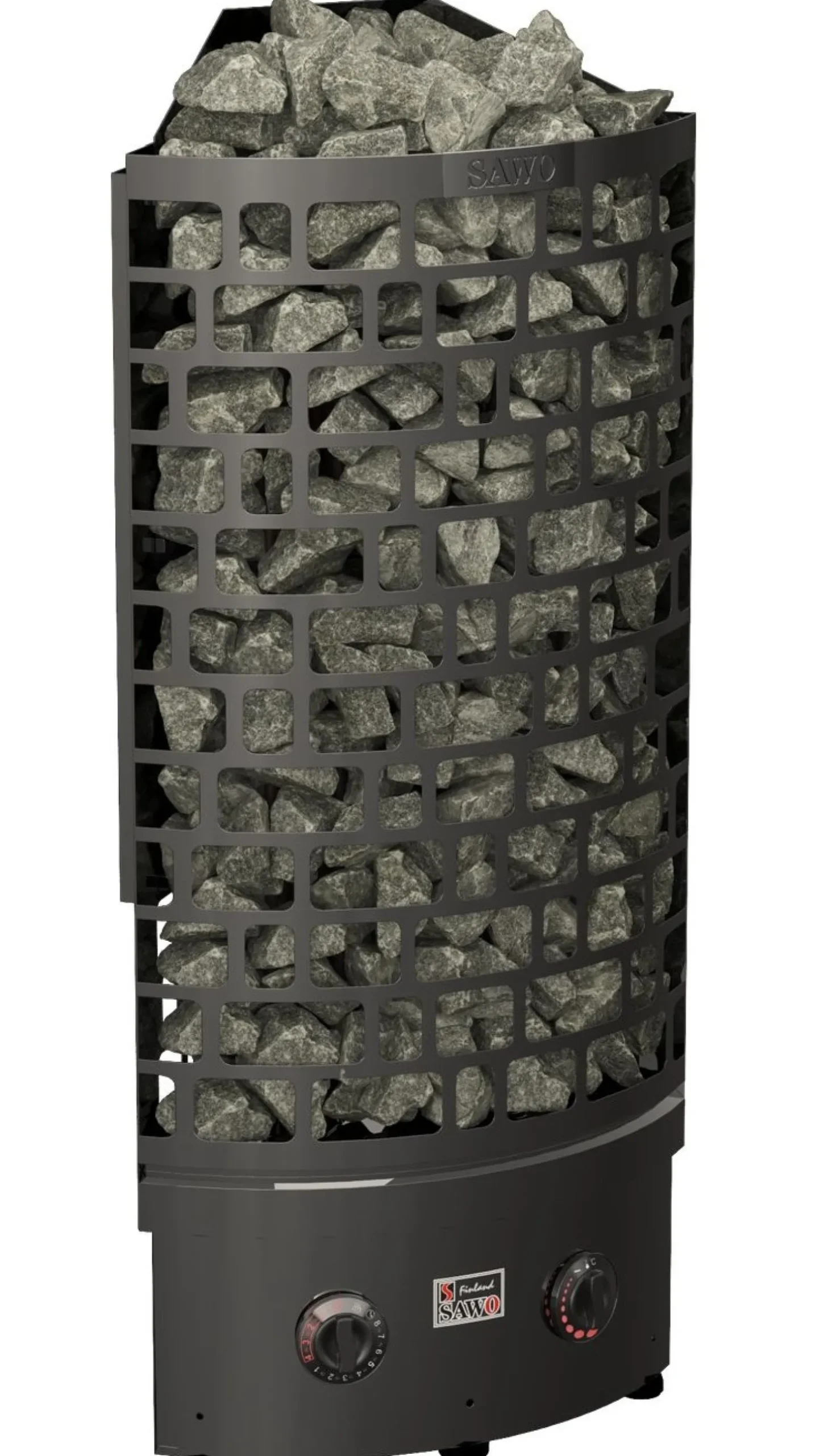 Sähkökiuas SAWO Aries Corner Black NB, 4.5kW, 3-6m³, kiinteä ohjaus