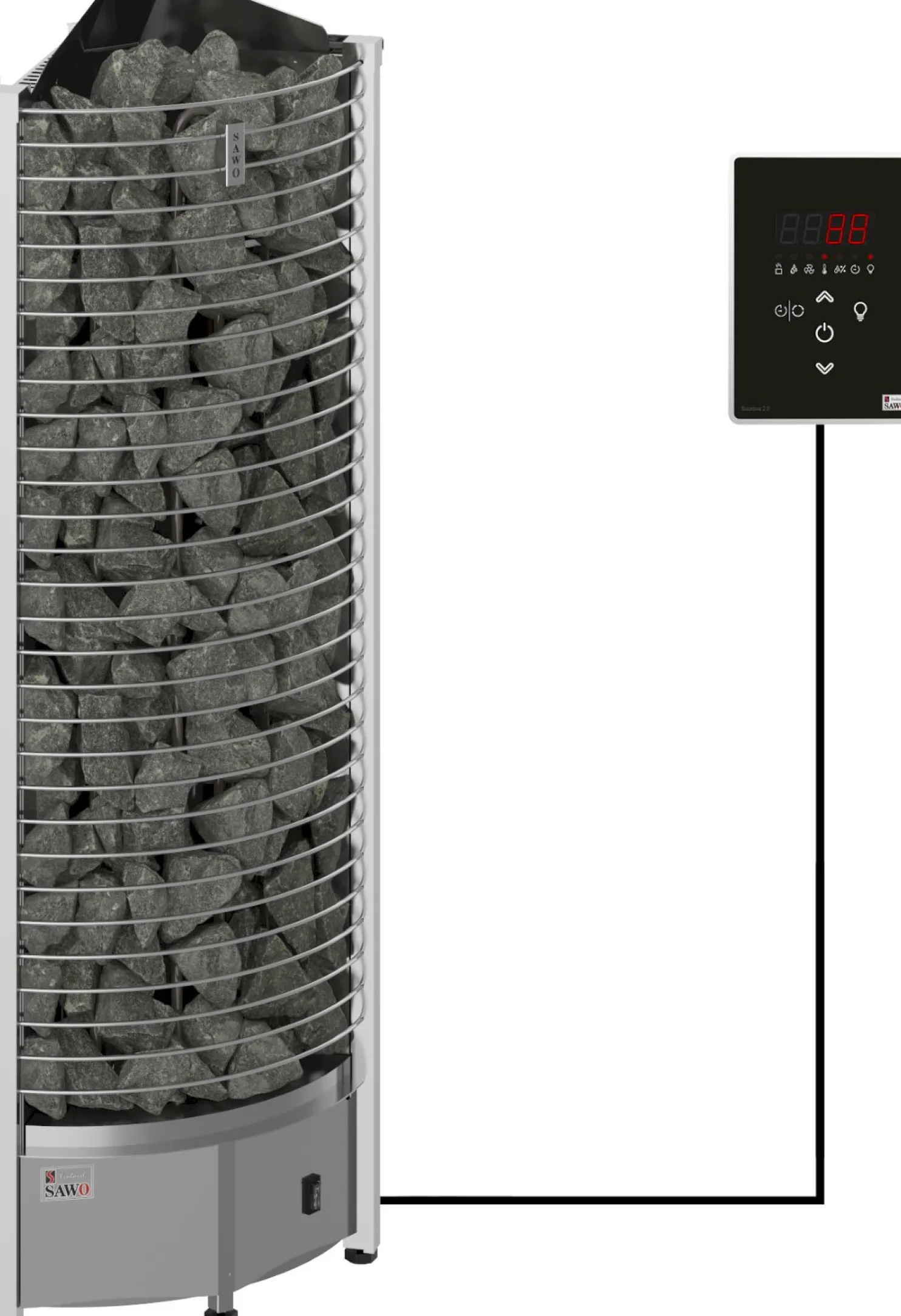 Sähkökiuas SAWO Tower Corner Ni2 8 kW 7-13 m³ erillinen ohjaus