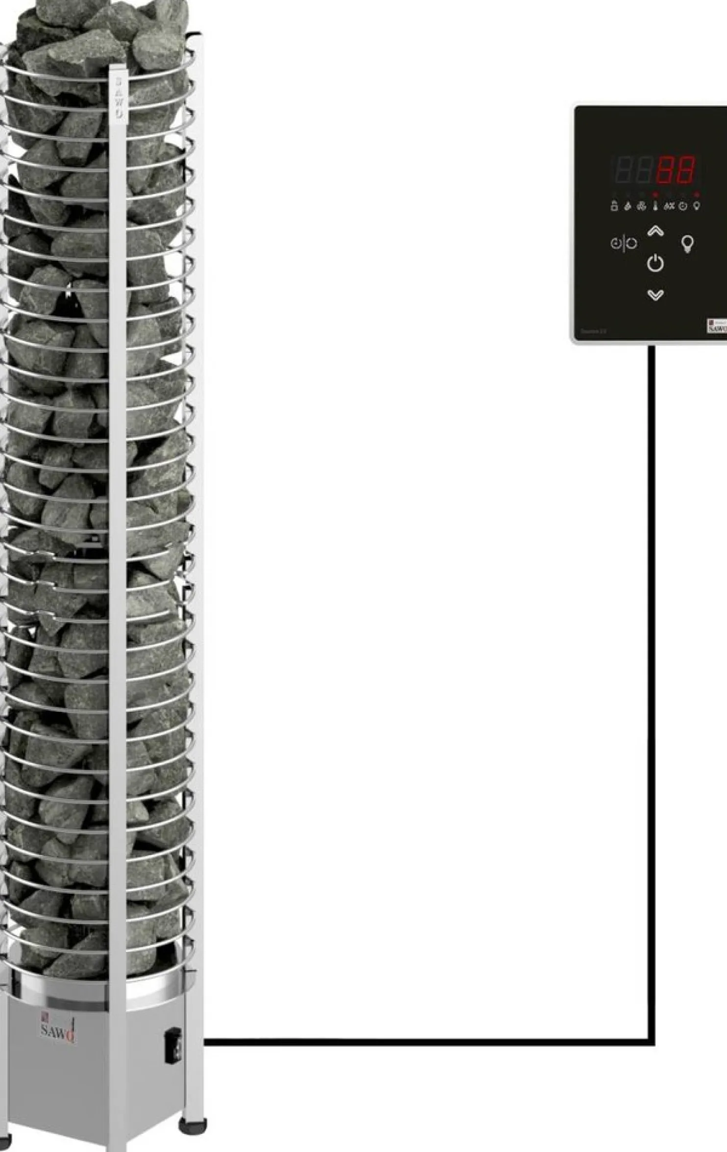 Sähkökiuas SAWO Tower Round Ni2 8 kW 7-13 m³ erillinen ohjaus