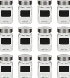 Säilytyspurkit tarroilla 12 kpl 300 ml