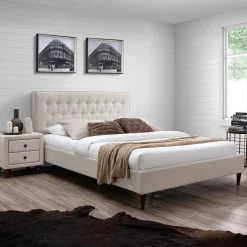 Sänky Home4You EMILIA 90x200 cm, patja HARMONY DELUX, beige