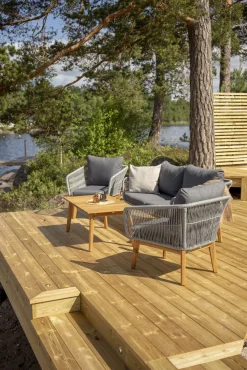 Sohvaryhmä Venture Home Chania, 2-istuttava sohva + 2 lepotuolia + sohvapöytä, akaasia
