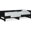Sohvasänky ulosvedettävä musta täysi mänty 2x (90x200) cm (20256)
