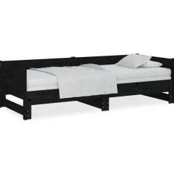 Sohvasänky ulosvedettävä musta täysi mänty 2x (90x200) cm (20256)