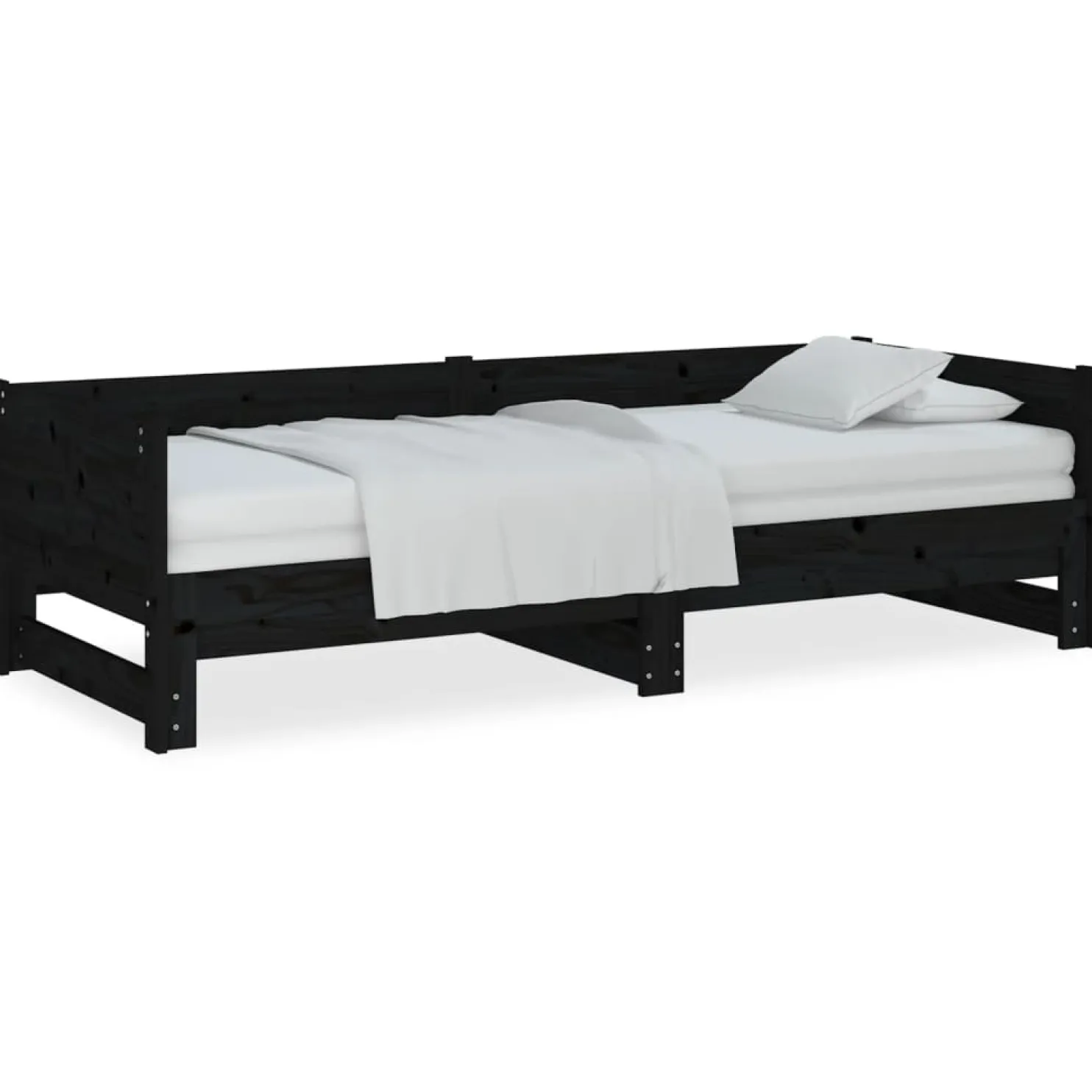 Sohvasänky ulosvedettävä musta täysi mänty 2x (90x200) cm (20256)