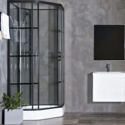 Suihkukaappi Bathlife Betrakta 900x900 mm kaareva musta kehys