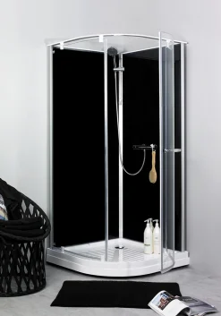 Suihkukaappi Noro Ocean 90R 900x900 mm musta lasi