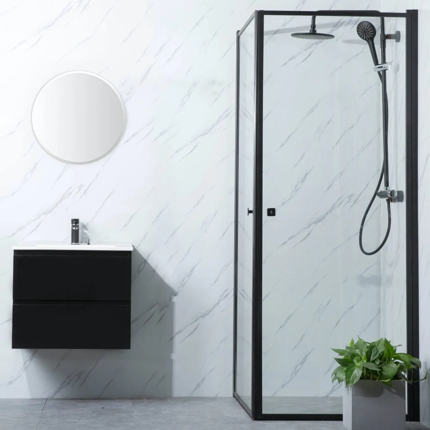 Suihkunurkka Bathlife Profil 700x900 mm kaksi ovea musta kehys