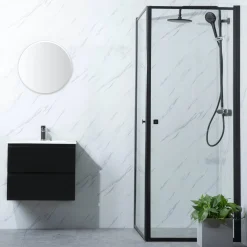 Suihkunurkka Bathlife Profil 700x800 mm kaksi ovea musta kehys
