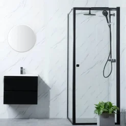 Suihkunurkka Bathlife Profil seinä 800 mm ovi 800 mm musta kehys