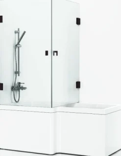 Suihkunurkka kylpyammeelle Svedbergs 180° 830x830 mm musta profiili kirkas lasi