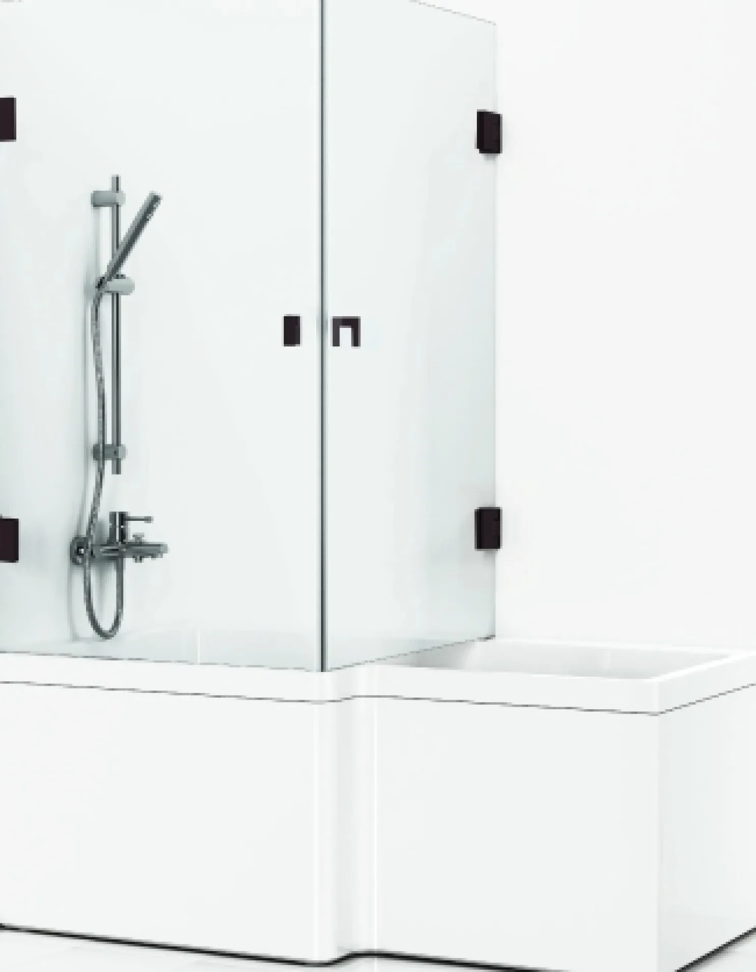 Suihkunurkka kylpyammeelle Svedbergs 180° 830x830 mm musta profiili kirkas lasi