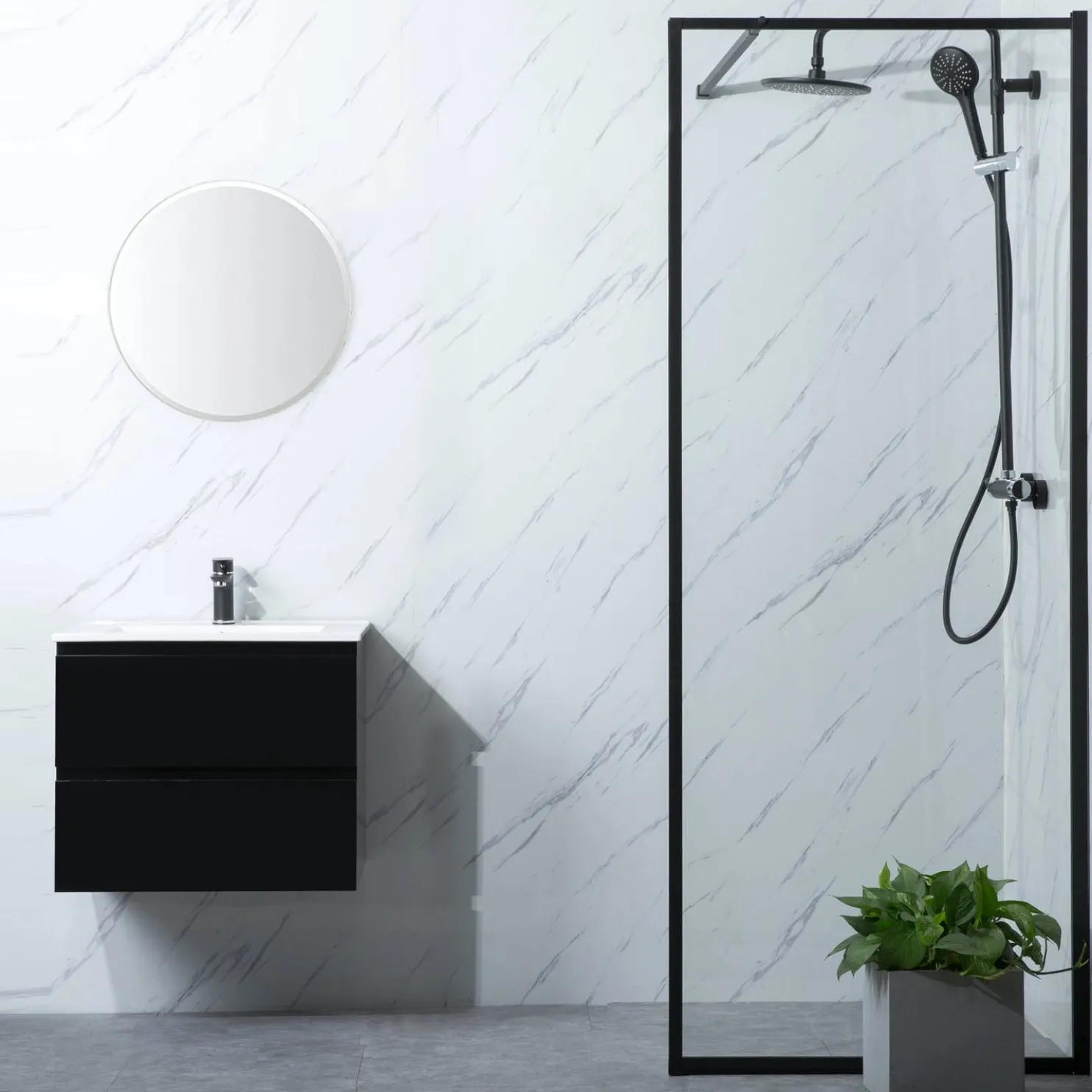 Suihkuseinä Bathlife Profil 900x2000 mm kirkas lasi musta