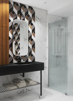 Suihkuseinä Hietakari Forma 301 harmaa profiili reeded-lasi eri kokoja