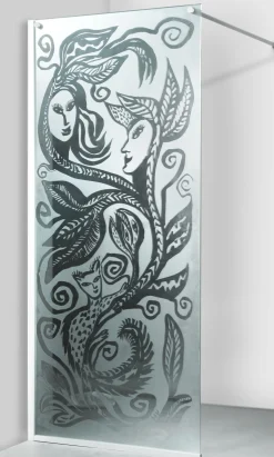 Suihkuseinä Noro Art Frost DV 80SMP Happy Going 800x2000 mm lasi kuvioitu
