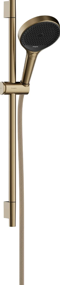 Suihkusetti Hansgrohe Rainfinity 130 3jet EcoSmart, suihkutanko S Puro 65 cm, liu'ulla ja Designflex-tekstiilisuihkuletkulla 160 cm, harjattu pronssi