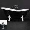 Tassuamme Victoria 157 760x1570 mm valumarmori musta/valkoinen jalat kromattu