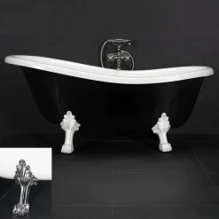 Tassuamme Victoria 157 760x1570 mm valumarmori musta/valkoinen jalat kromattu