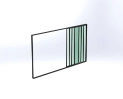 Terassin lasiliukuovi Keraplast 4-os. 2100x3800mm, kirkas/musta, sisäpuolinen nuppilukitus