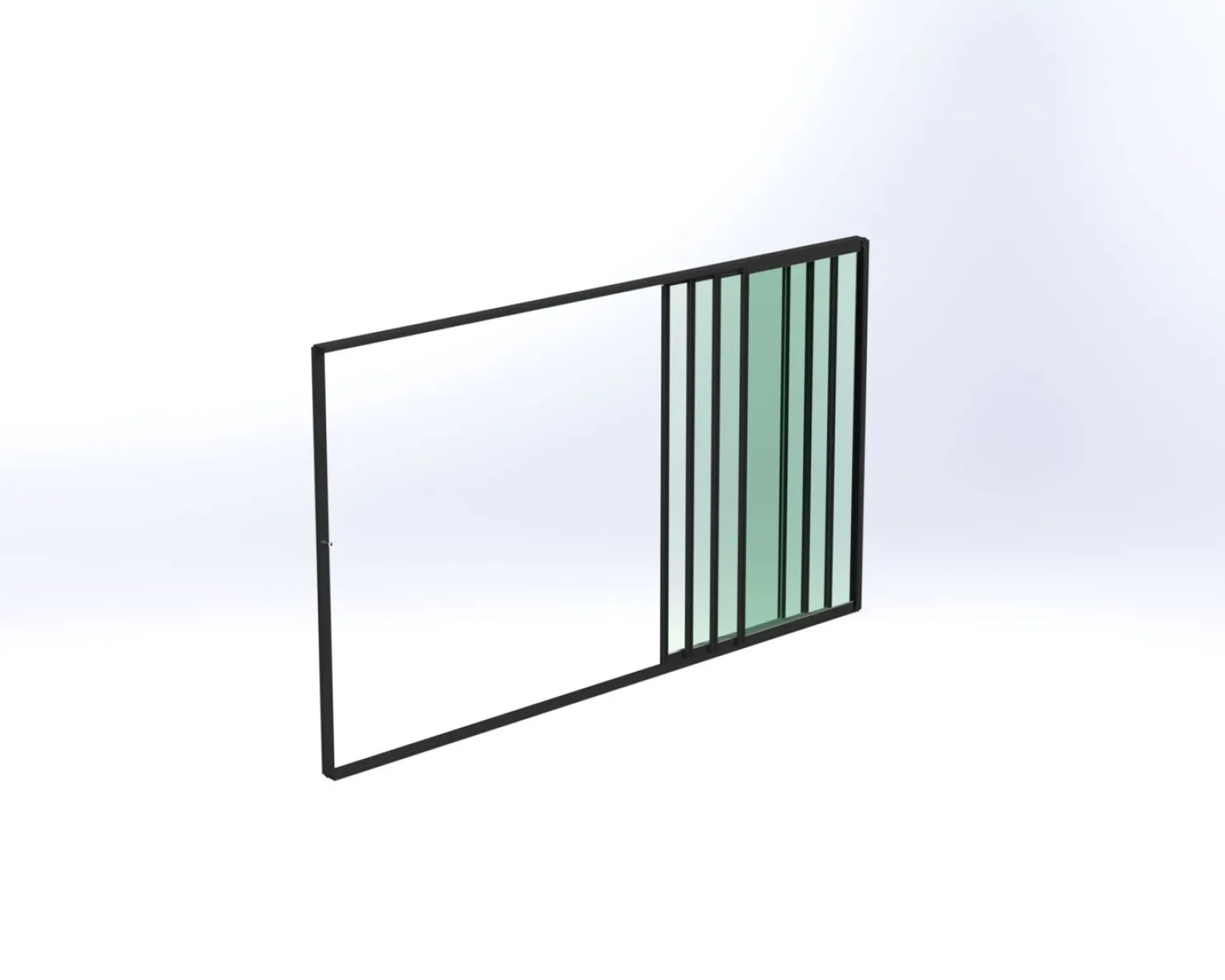 Terassin lasiliukuovi Keraplast 4-os. 2100x3800mm, kirkas/musta, sisäpuolinen nuppilukitus