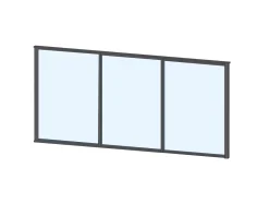 Terassin liukulasi-ikkuna Keraplast 3-os. 1100x2870mm, kirkas/harmaa