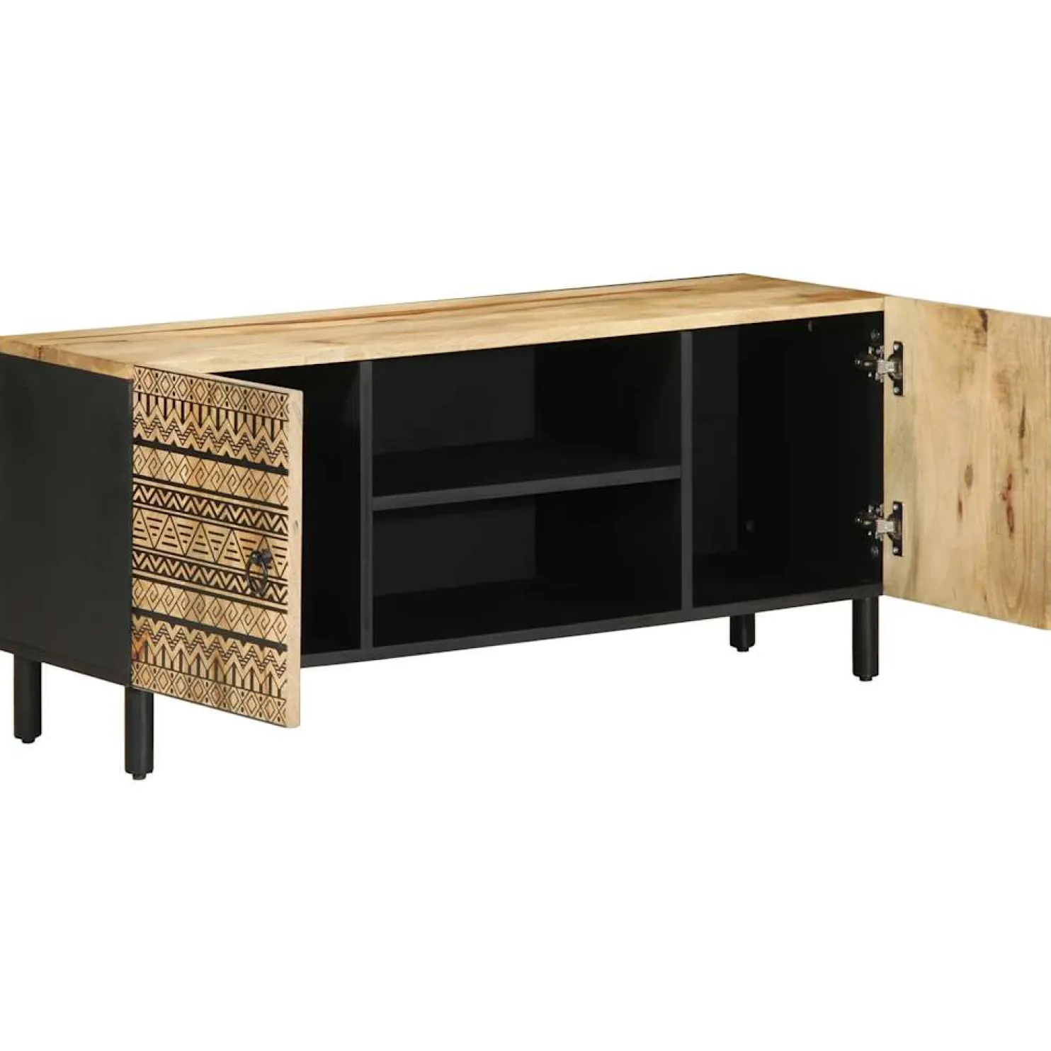 TV-kaappi musta 105x33,5x46 cm massiivipuuta mango (18628)