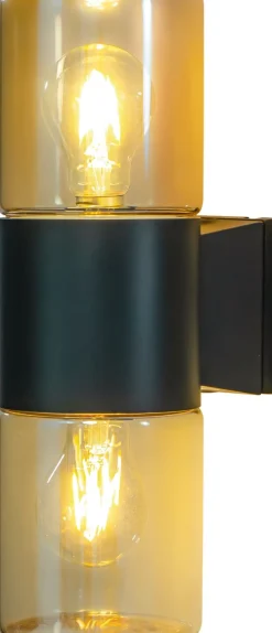 Ulkoseinävalaisin Aneta Lighting Lysekil, ylös/alas, musta/amber