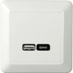 USB-latauspistorasia Elko RS16, USB-PR A+C 2,4A valkoinen