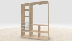 Vaatehuoneen kaapisto Mirror Line, kapea I-malli koreilla ja tangolla, 1700x2100x510mm, eri värejä
