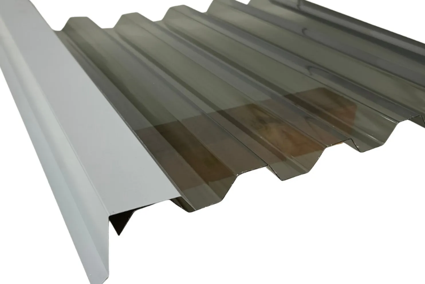 Valokatteen reunapelti Keraplast, 65+70x1250mm, 90°, vaaleanharmaa RR21
