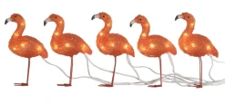 Valokoriste Konstsmide Flamingot, IP44, 5-osainen, 40 x amber LED, 17cm