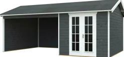 Vierasmaja katoksella Skan Holz Tilburg 9,5 + 13,8 m² harmaa