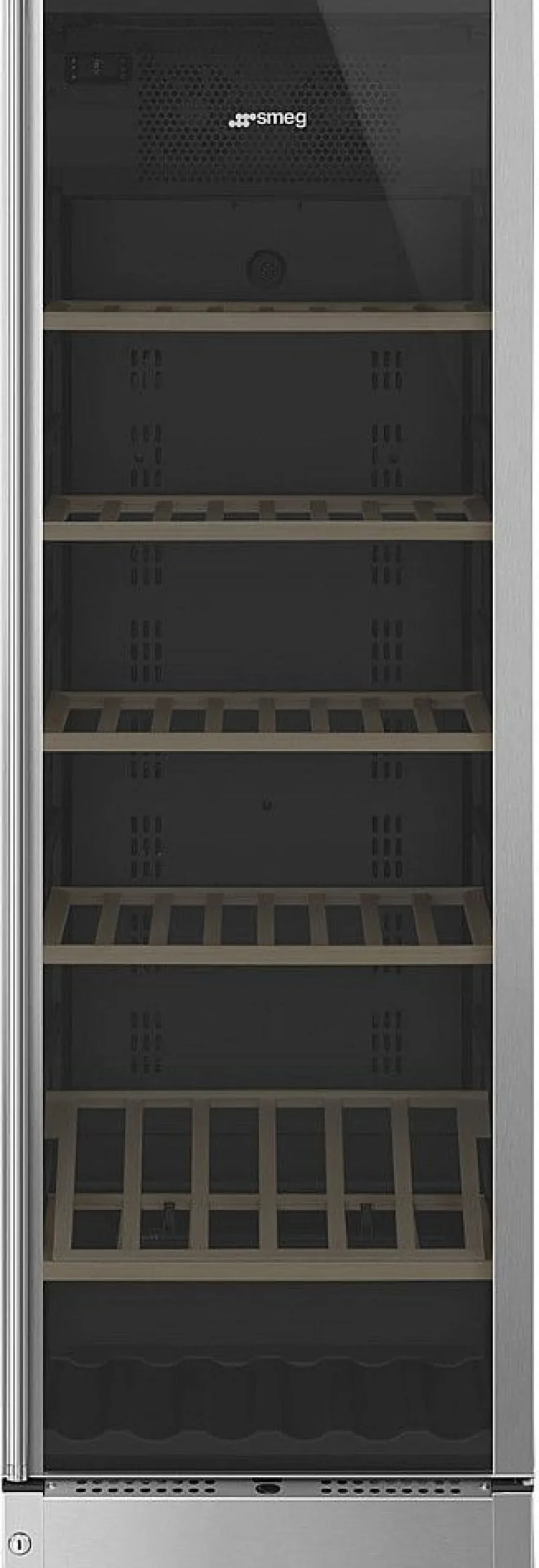 Viinikaappi Smeg SCV115G, 59.5cm, 197 pulloa, teräs
